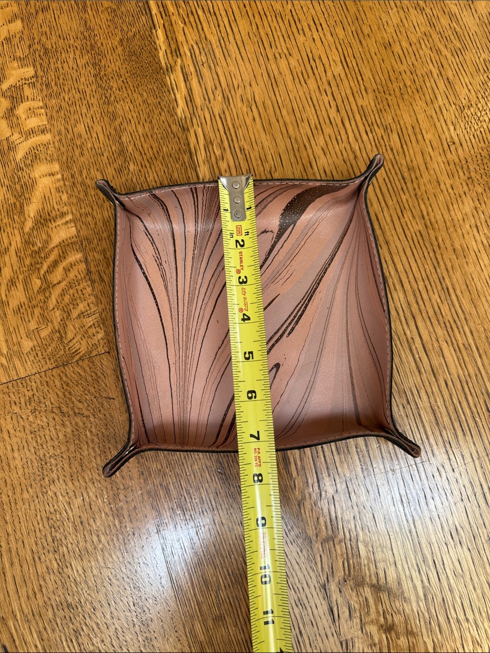 Tribe Alive Hand Marbled Leather Valet Tray Catchall Snap Corners - Picture 6 of 7